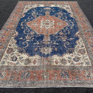 พรมวินเทจ, พรมปูพื้นขนาด 0.7x11.7 ฟุต, พรมขนสัตว์สีน้ำเงินน้ำตาล - Product Image 1