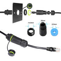 CAT6 impermeable RJ45 montaje en Panel de alimentación IP68 conector Ethernet acoplador macho/hembra cobre para expansión de red al aire libre