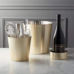 Juego de 3 diseño plata níquel pulido decoración del hogar diseño martillado cesta de cubitos de hielo para botellas de vino - Product Image 4