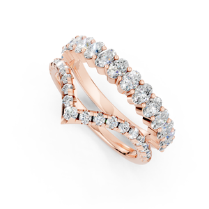 ชุดแหวนแฟชั่นทรงวงรีแบบซ้อนกันทรงรีสีโรสโกลด์แหวนเพชรที่เติบโตในห้องปฏิบัติการแบบทันสมัย - Product Image 3