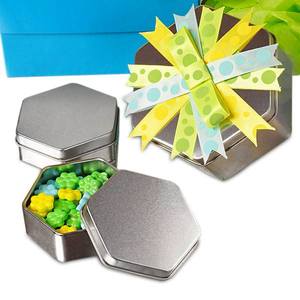 กล่องเก็บของตกแต่งทรงหกเหลี่ยม กระป๋องดีบุกสวยงามสำหรับจัดระเบียบและจัดแสดง - Product Image 1