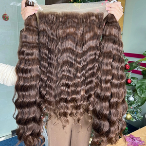 Extensiones de pelo Remy camboyano vietnamita marrón alineado cutícula natural 100% al por mayor 10 \ "-50 \" pelo crudo virgen ondulado de la trama de la piel - Product Image 1