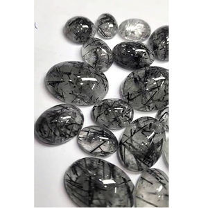 20ชิ้นของพลอยสีดำธรรมชาติควอตซ์13มม. ถึง30มม. รูปไข่ Cabochon 522 CTS Lot การขายพลอยเทียมหลวมเรา $84สำหรับทุกคน - Product Image 2