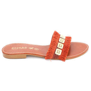 Chaussons en rexine pour femme Chase Value (SA-014)-Marron Tailles 36-42 - Product Image 3