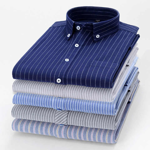 Camisas de vestir musculosas para hombres Slim Fit Stretch manga larga y corta Casual Button Down Shirt Algodón Stretch Camisas sin arrugas - Product Image 4