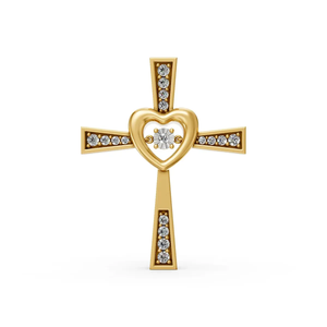 Colgante de Cruz de Oro de 10K con Diamante Cultivado en Laboratorio Certificado por IGI, Diseño Religioso con Centro de Corazón, Chapado en Rodio, Joyería Fina para Mujer - Product Image 6
