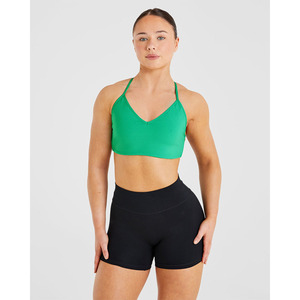 สปอร์ตบราครอสแบ็คสีเขียวมรกตที่เพิ่มความต้องการสูงเสื้อคอวีสายรัดหลังและสายรัดหลังที่ให้ผลกระทบสูงสำหรับผู้ใหญ่ - Product Image 4