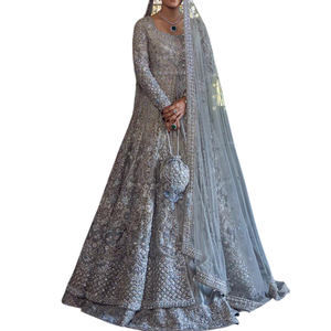 Professional Manufactured Satin Bridal Gown Long Sleeves Unique Design Neat Fit Modern Style Plus Size Low MOQ for Wedding Day - Product Image 1