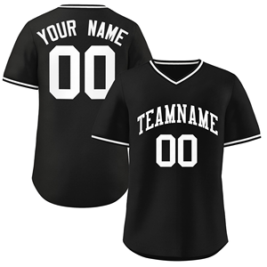 Camiseta de Béisbol Negra Personalizable para Hombre, Camiseta Deportiva con Cuello en V, Nombre y Número Impresos, Transpirable, Manga Corta, Uniforme de Equipo - Product Image 1
