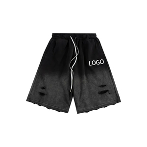 Shorts de fitness pour hommes de haute qualité lavés à l'acide Logo personnalisé en gros en détresse 100% coton pantalon de jogging d'été poches solides - Product Image 3