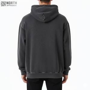 Personnalisable poids lourd lavage à l'acide sweat à capuche 85% coton 15% polyester goutte épaule conception brodé Logo cordes décontracté hiver - Product Image 2