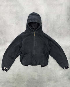 Chaqueta de Mezclilla Personalizada de Moda, Chaqueta de Trabajo, Estilo Vintage, Lavado Ácido, Lona de Pato, Chaqueta Bomber Extragrande con Capucha para Hombre - Product Image 5