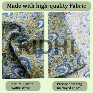 Ridhi Verdant Mist Waffle Cotton Dish Cloth <b>Hand</b> Block Printed Quick Dry Absorbent Eco-Friendly Reusable <b>Kitchen</b> <b>Towel</b> Home Use - Product Image 3