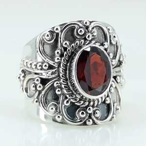 Navya Craft 925 Sterling <b>Silver</b> Handmade <b>Ring</b> Natural <b>Garnet</b> Oval Bezel Set Women's Sizes 4 to 14 US Perfect Gift - Product Image 2
