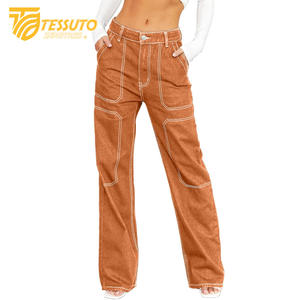 Pantalon cargo taille haute pour femme Jeans en denim taille haute élégants - Product Image 4