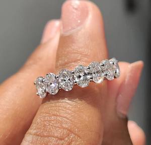 Bague de mariage ovale en diamants cultivés en laboratoire de 2,00 carats avec 7 pierres pour femme, bijoux en or 10K/14K/18K/PT950/S925 - Product Image 2