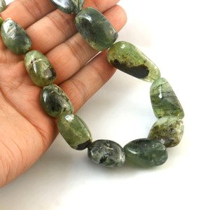 Perles lisses de préhnite naturelle, 12x13mm à 18x22mm, perles de pierre précieuse préhnite verte, brin de 12 pouces, fabrication de bijoux, vente en gros - Product Image 1