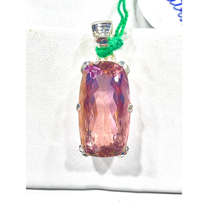 Colgante de corte de ametrino natural con diamante Plata de Ley 925 Estilo vintage Tema religioso cristiano para niñas - Product Image 3