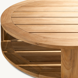 Table basse ronde en teck de qualité, durable et résistante, adaptée à une utilisation en extérieur - Product Image 3