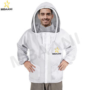 Chaquetas blancas ligeras a prueba de picaduras para hombres y mujeres, apicultores con cintura elástica, puños y velo de esgrima. - Product Image 3