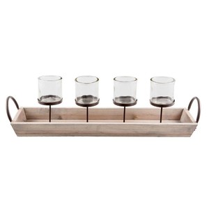 Porte-bougie en bois fait main au look contemporain pour le salon, la chambre à coucher et la décoration de bureau - Product Image 5