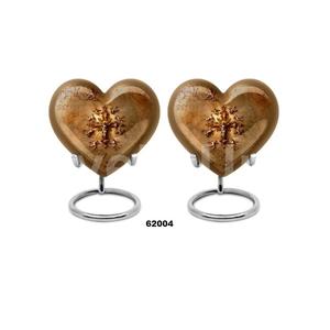 Juego de 2 unidades de urna de cremación para adultos con forma de corazón y alas hermosas para cenizas humanas con soporte y bolsa de terciopelo gratis - Product Image 3