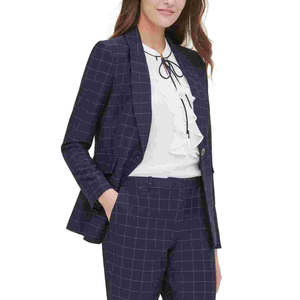 Blazer Monopetto da Donna Tommy Hilfiger Taglia 4 Blu con Stampa Tartan, dal Design Elegante - Product Image 1