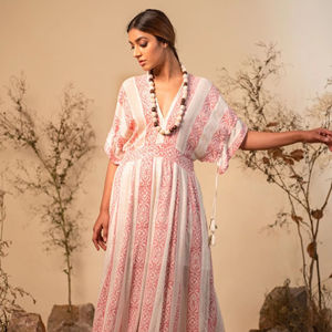 Women's Casual Dresses <b>Elastic</b> Waist Breathable Printed Casual Party Wear with Decoration Rivet Washable Nonwoven Fabric - Product Image 1