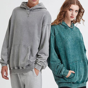 เสื้อฮู้ดผ้าฟลีซผ้าฝ้ายซักกรดมีฮู้ดขนาดใหญ่พิเศษโลโก้ออกแบบได้ตามต้องการ - Product Image 6