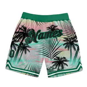 Short de basket-ball en maille de polyester de haute qualité sur mesure pour hommes Short de plage à rayures d'été - Product Image 2