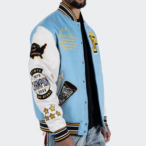 Veste universitaire sur pied personnalisée OEM pour hommes, vêtements d'hiver vintage, blouson bombardier de baseball à logo brodé personnalisé - Product Image 5