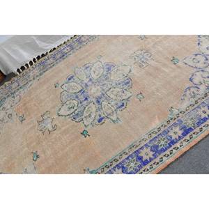 Tapis Turc Vintage Authentique 5.8 X 8.1ft Beige Bleu Patchwork Design Laine Latex pour Salon Couloir Tabriz pour Adolescents - Product Image 5