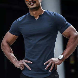 Top vente hommes Fitness T-Shirt respirant séchage rapide Compression hommes sport T-Shirt débardeur pour Gym Fitness sonnerie T-Shirt - Product Image 4