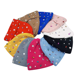 High Quality Custom <b>Winter</b> <b>Hats</b> for <b>Women</b> Knitted Beanies Cap Logo Wholesale Colorful Crystal Rhinestone Acrylic Beanie <b>Hats</b> - Product Image 1