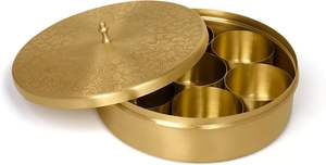 Boîte ronde en laiton poli gravé à la main Bol de rangement et outils d'épices à décor traditionnel unique - Product Image 6