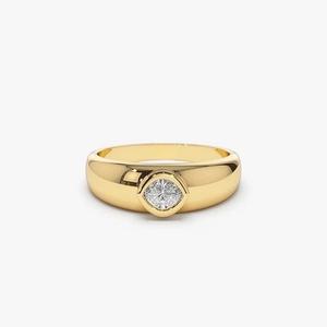 Bezel Set Marquise Lab Grown Diamond Bold Solitaire <b>Ring</b> 14k Soli Gold Dome Bezel Set Engagement <b>Ring</b> <b>Pinky</b> Diamond Manufacturer - Product Image 1