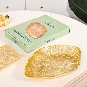 ถาดอลูมิเนียมขนาดใหญ่สำหรับตกแต่งโต๊ะ ลายใบไม้แบบนูน ดีไซน์ทันสมัย จากอุตรพัฒนา ผลิตโดย AMBAR EXPORTS - Product Image 3