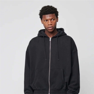 เสื้อมีฮู้ดปักลายขนแกะ frenchterry แบบติดทนนานแบบโอเวอร์ไซส์ทรงกล่องไซส์ - Product Image 4