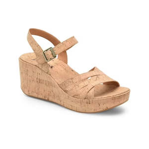 Sandali da donna Korks Jenneve con punta aperta, beige, taglia 8 - Comodi, con zeppa rialzata e soletta morbida in EVA, perfetti per l'estate - Product Image 1
