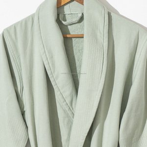 Peignoir 100% coton unisexe avec support en éponge Tissu respirant Léger Séchage rapide Été Toute l'année Vêtements de nuit Lounge Wear - Product Image 5