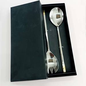 Nouvel ensemble de service de salade à poignée en résine blanche design en acier inoxydable argenté poli ensemble de table à manger design royal - Product Image 5