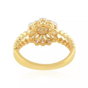 Bague de fiançailles double bande en or 14K Bague de mariage en diamant cultivé en laboratoire Baguette Coupe poire Bijoux d'anniversaire uniques pour elle - Product Image 4