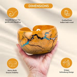 Soporte para cuenco de hilo de madera Tazón de tejer de madera con 12 piezas Ganchos de ganchillo ergonómicos Dispensador de soporte de hilo grande Cuenco de almacenamiento de hilo - Product Image 4