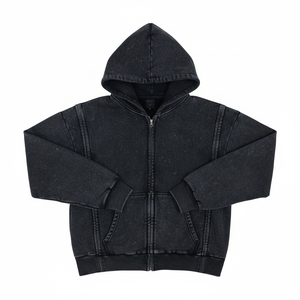 Nouveau style, meilleur matériau, sweat à capuche zippé avec deux panneaux, délavé à l'acide, prix bas, fabricant de premier plan, sweats à capuche personnalisés pour hommes - Product Image 2