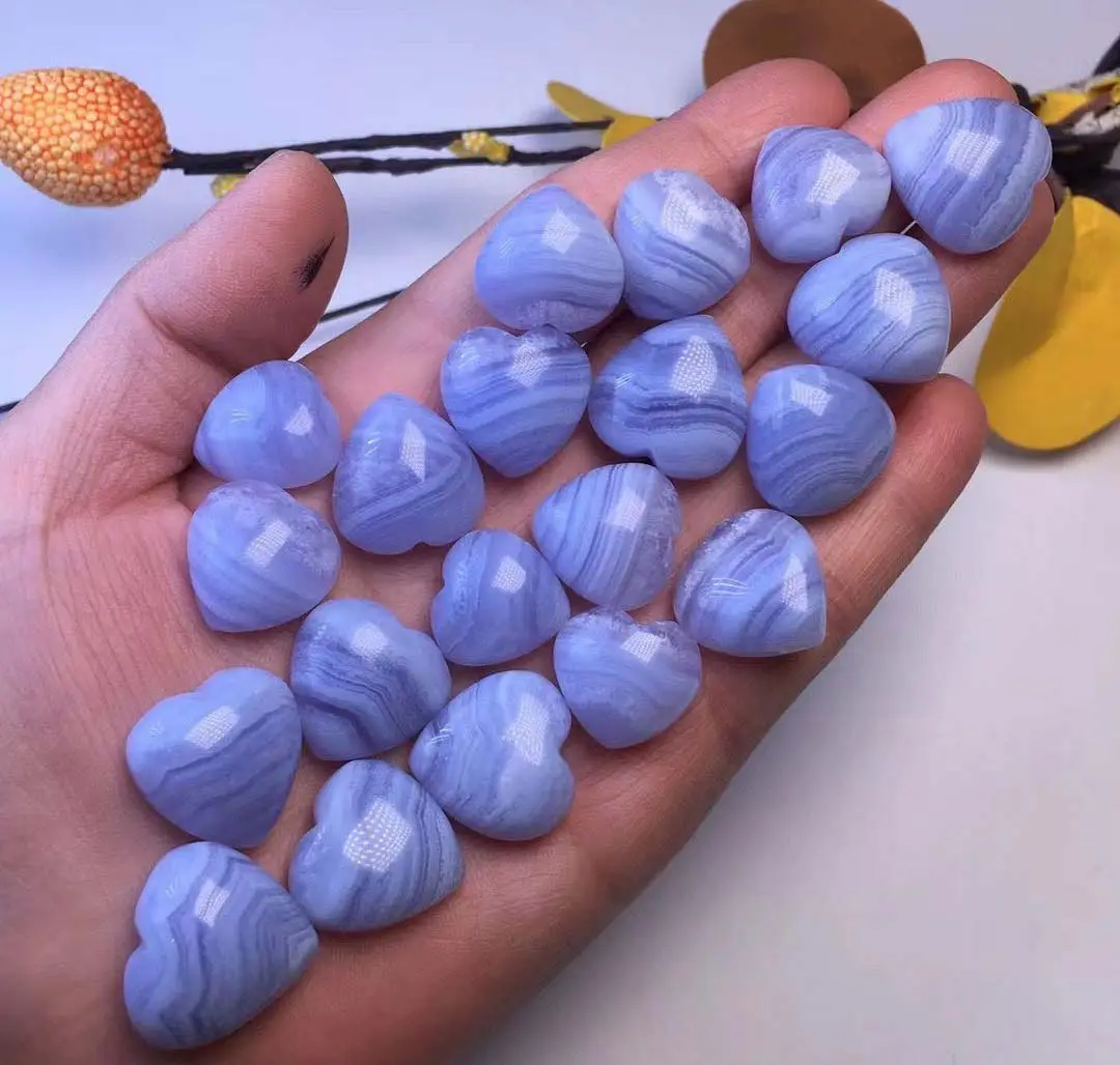 Weich glänzend Herz geschnitzte Edelsteine blaue Spitze Agat Herz geformt locker Cabochon Edelsteine 8 mm 10 mm Größe Für Liebe Schmuck Edelsteine