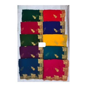 Sari refinado para fiesta en mezcla de gasa de Organza que muestra bordado detallado y acabado festoneado para suministro de exportación - Product Image 3