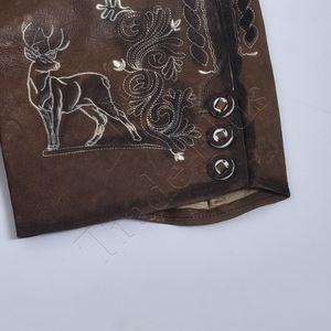 Ropa informal Pantalón corto Lederhosen Diseño OEM Hecho a medida 100% Cuero real Hombres Pantalones cortos Lederhosen alemanes tradicionales - Product Image 3