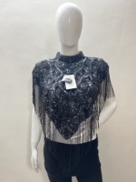 Écharpe, Stole, Poncho pour Femme, Sexy, Luxe, Broderie Artisanale, Perles, Paillettes, Style Hip Hop, Taille Personnalisée, Couleur Personnalisée, IMPACT, Quatre Saisons