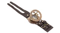Montre Steampunk à bracelet en cuir avec cadran solaire en laiton véritable