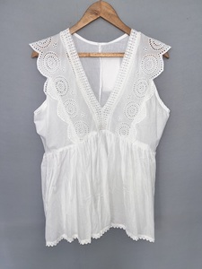 Verano encantador manga voladora mejor precio ropa informal larga lavable tamaño manga corta Mujer Casual plisado sin mangas con volantes - Product Image 2